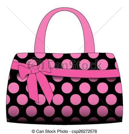. ClipartLook.com Vector black handbag in pink polka dots on a white.