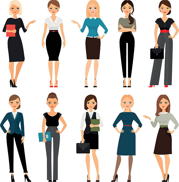 Women in office clothes vector art illustration