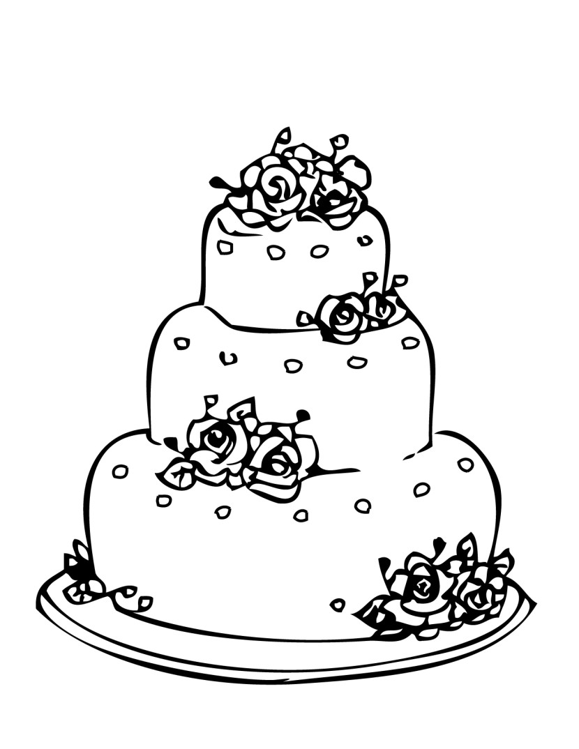 Wonderful Wedding Cake Coloring Pages Spectacular Uncategorized u0026middot; Simple Wedding Cake Clip Art ...