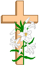 Wooden Cross With White Lilie - Easter Cross Clipart