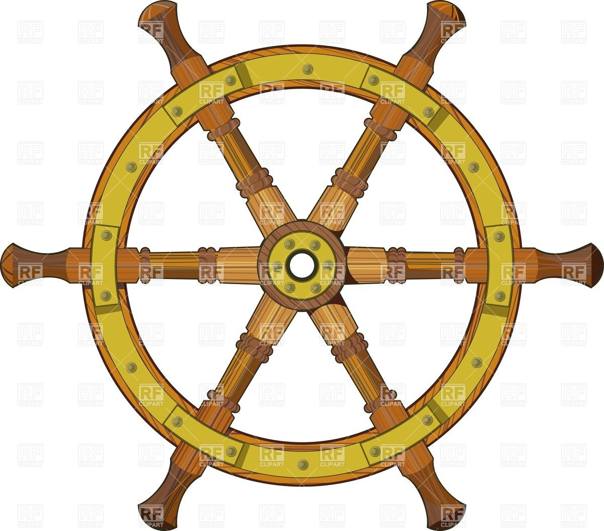 Wooden Ship Steering Wheel Download Royalty Free Vector Clipart Eps