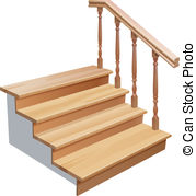... wooden stairs - vector wo - Stair Clipart