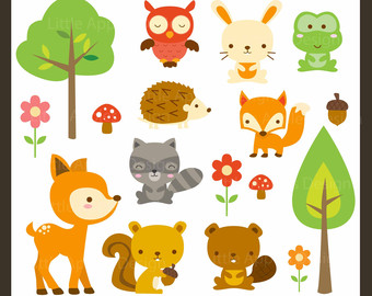 Woodland Animal Clip Art / Woodland Animal Clipart / Forest Animal Clipart / Forest Animal Clip Art / Cute Animal Clipart / Owl Clipart