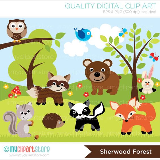 woodland clip art | Woodland / Sheerwood Forest Animals Clip Art / Digital Clipart .