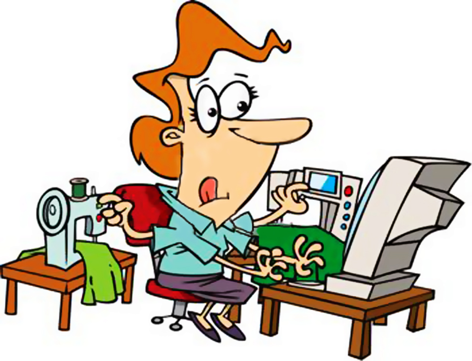 Clip Art of a Woman Working O