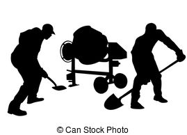 ... workers - worker silhouettes isolated on white