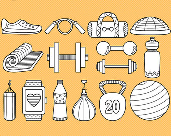 Workout Time Digital Stamp Pa - Workout Clipart