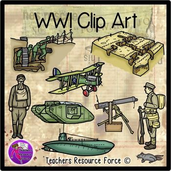 World War 1 clip art - color and black line. Product includes: u2022 WW1