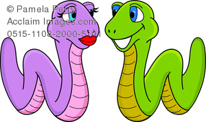 clip art illustration of two worms in love