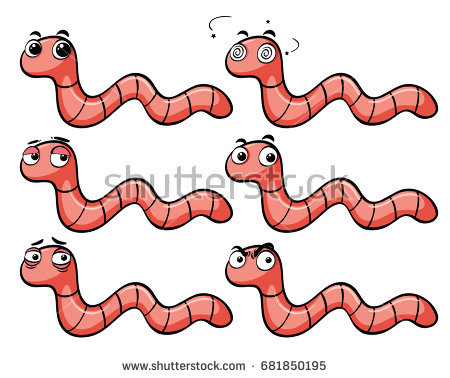 Worms with different facial expressions illustration