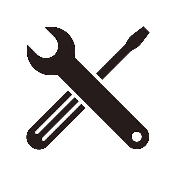 Wrench and screwdriver icon vector art illustration