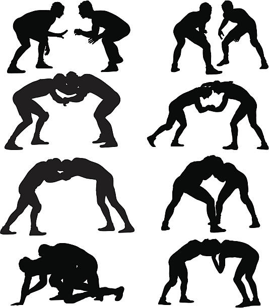Wrestling vector art illustration