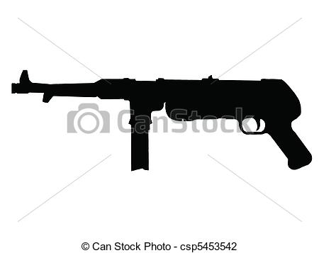 ... WW2 - Sub-Machine Gun - W - Machine Gun Clip Art