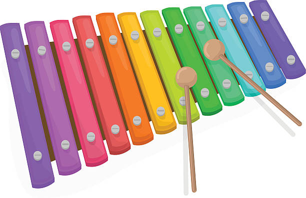 Colorful xylophone with mallets on a white background vector art  illustration