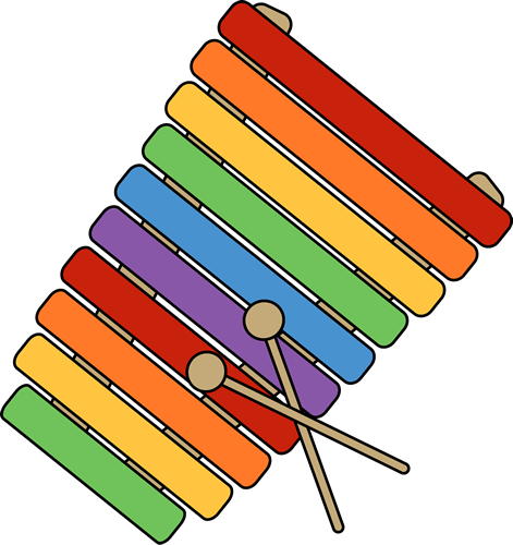 Xylophone Clip Art Image - colorful xylophone with mallets.