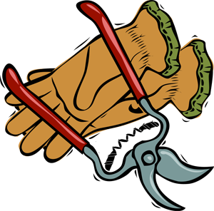 Yard work gloves and plant . - Yard Work Clipart