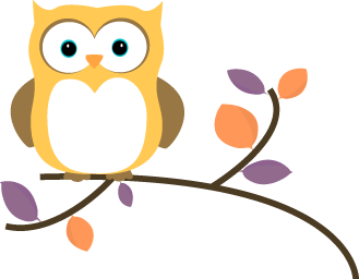 Yellow Owl on a Branch - Owl Clip Art