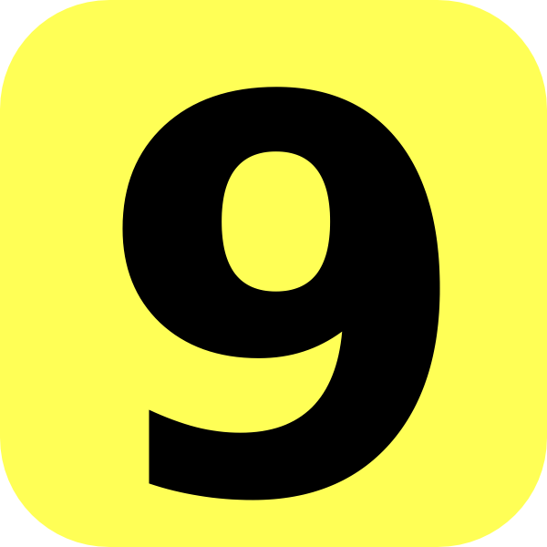 Yellow Rounded Number 9 Clipart