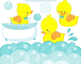 Yellow Rubber Duckie Cute Digital Clipart - Commercial Use OK - Digital Rubber Duck Graphics - Yellow Duck Clipart