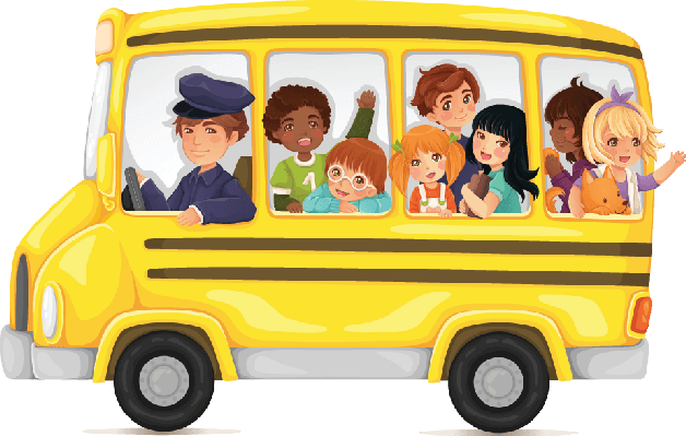 Yellow school bus full of cute and happy kids clipart the arts