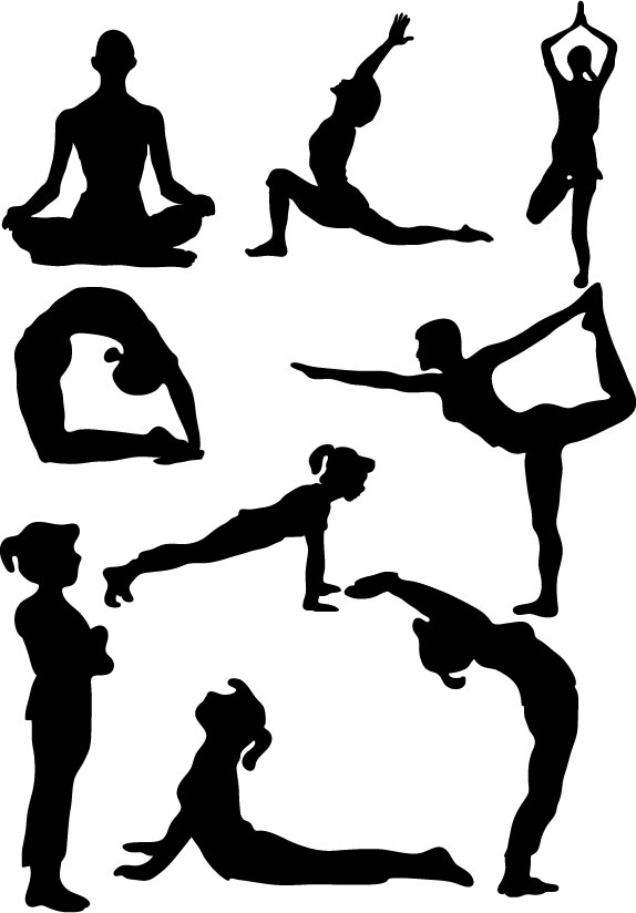 Vector silhouette of yoga wom