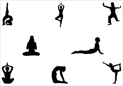Yoga Silhouette Yoga Pose of Standing SittingSilhouette Clip Art