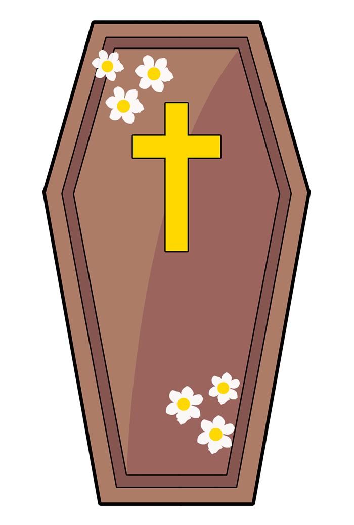 You can use this cartoon coffin clip art on your next Halloween projects, school projects, websites, game projects, comic books, etc.