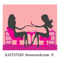 Young lady doing manicure in  - Manicure Clipart