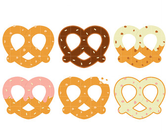Yummy Pretzels Digital Clip Art for Scrapbooking Card Making Cupcake Toppers Paper Crafts