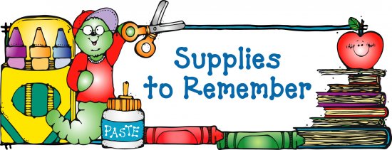 Zaharis Supply List - School Supplies Clipart 