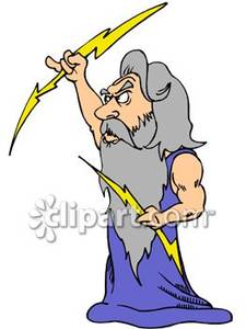 Zeus With Thunder Bolts - Royalty Free Clipart Picture