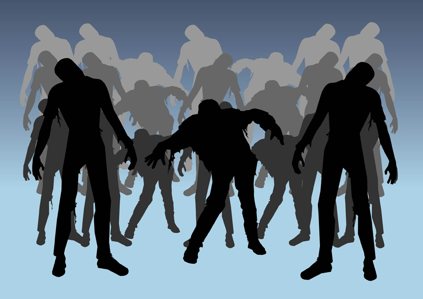 Zombie silhouette clipart kid