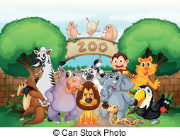 ... zoo and animals - illustr - Clipart Zoo