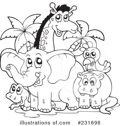animals clip art black and wh