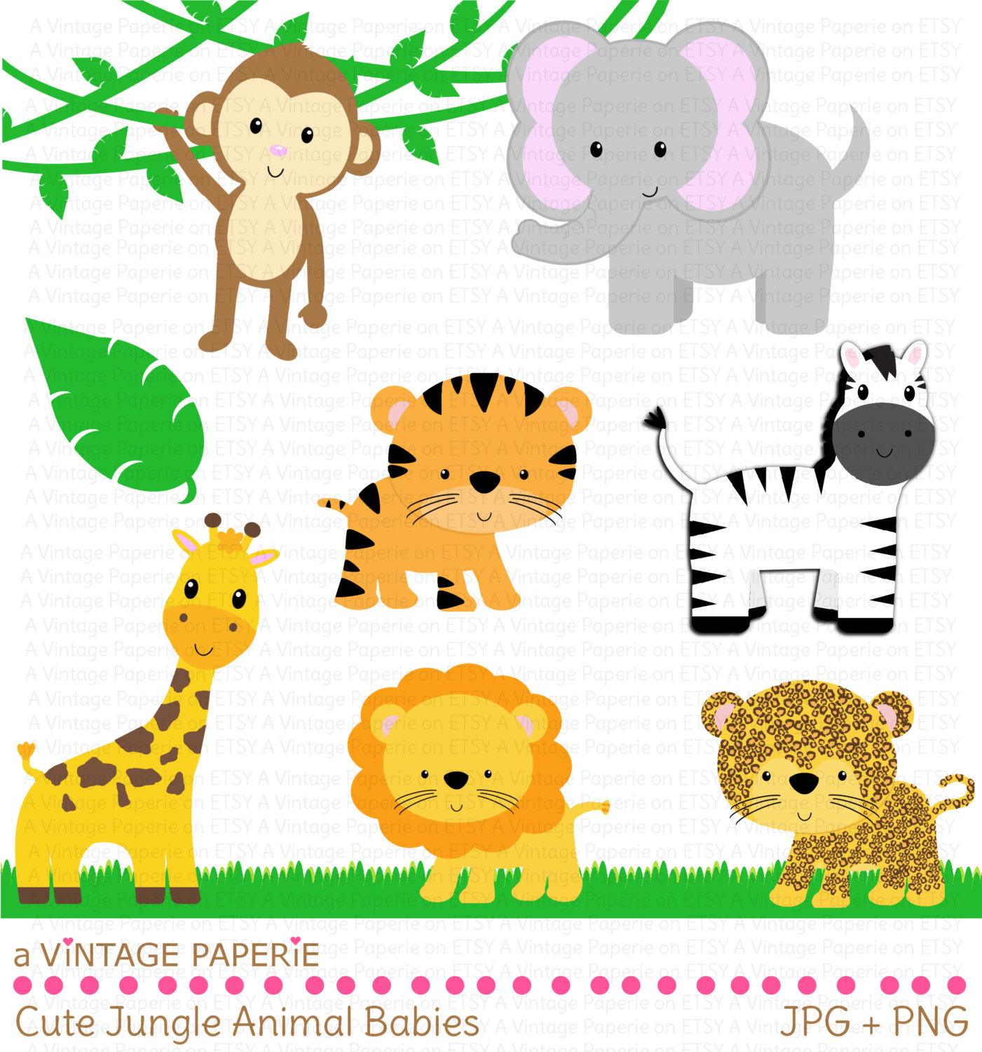 Zoo Animals Clip Art - Baby Jungle Animals Clipart
