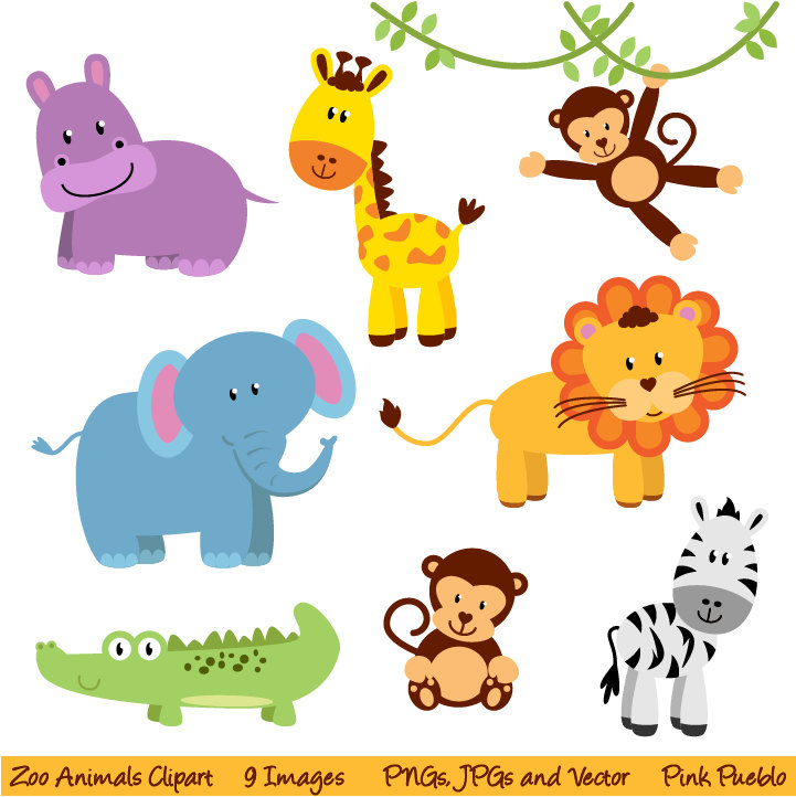 Zoo Animals Clipart Clip Art  - Baby Jungle Animals Clipart
