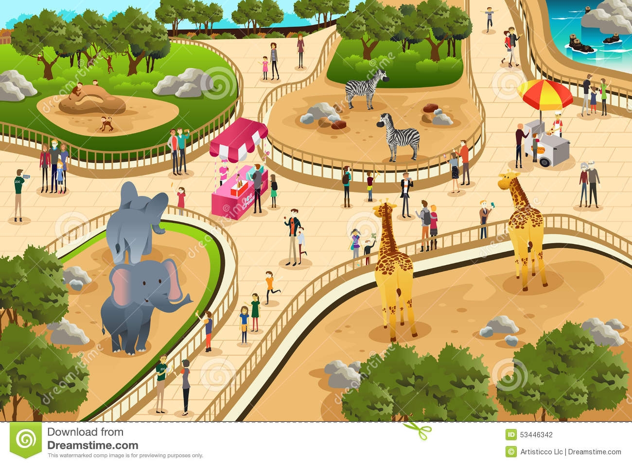 Zoo Animals Scene Clip Art .. - Zoo Clipart