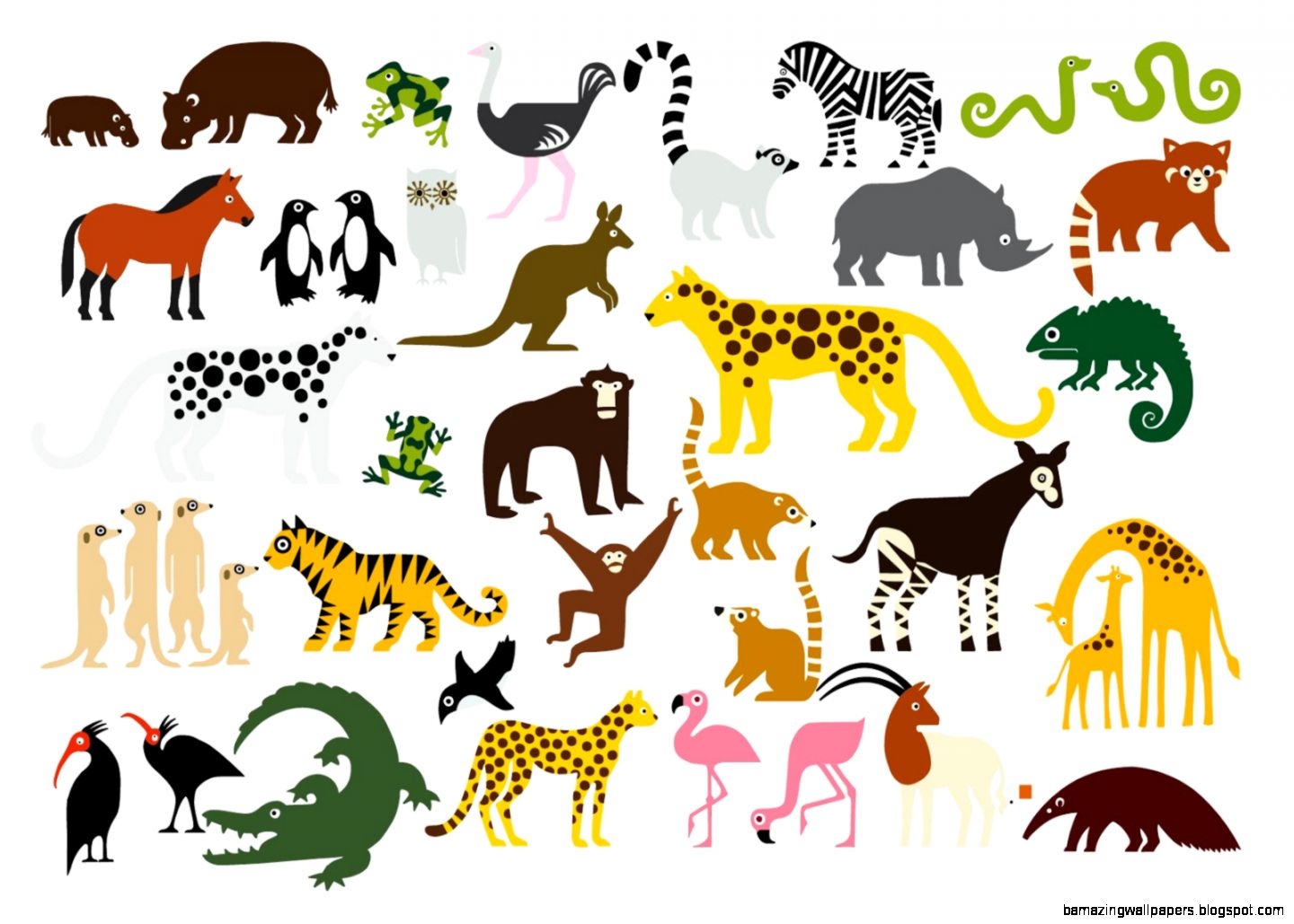 Zoo animals together clipart - .
