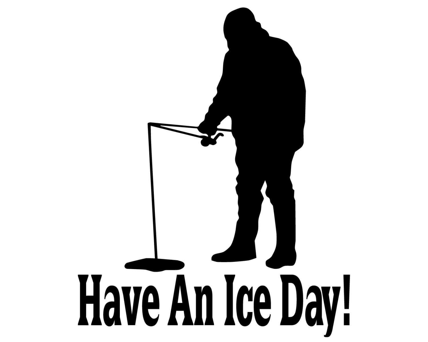 Couple Ice Fishing Clipart #1