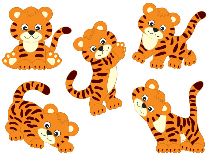 Of Cartoon Tigers Clipart
