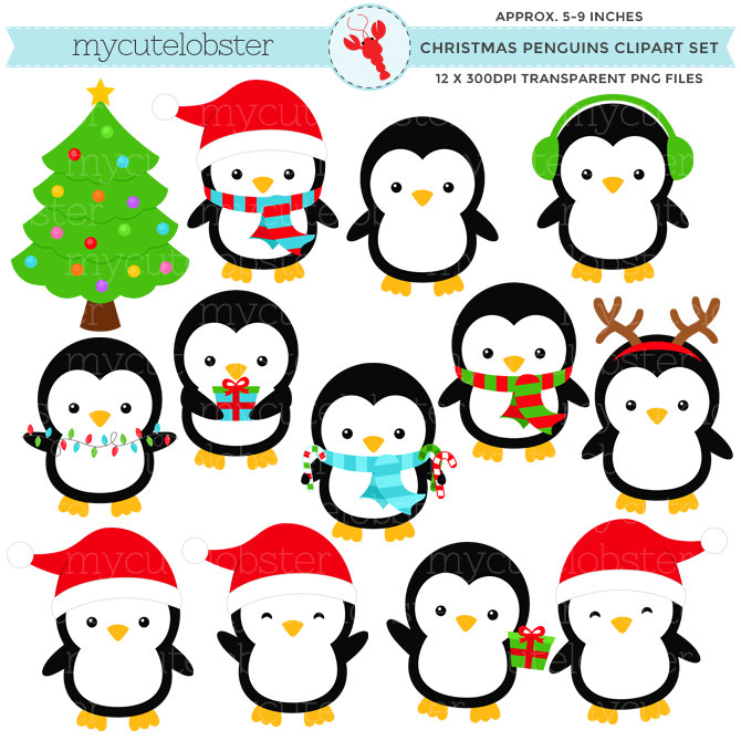 Christmas Penguin Clipart - .